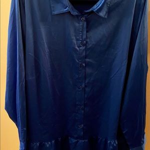 VENUS, 1X, Blue Satin-Like, Mini- Dress